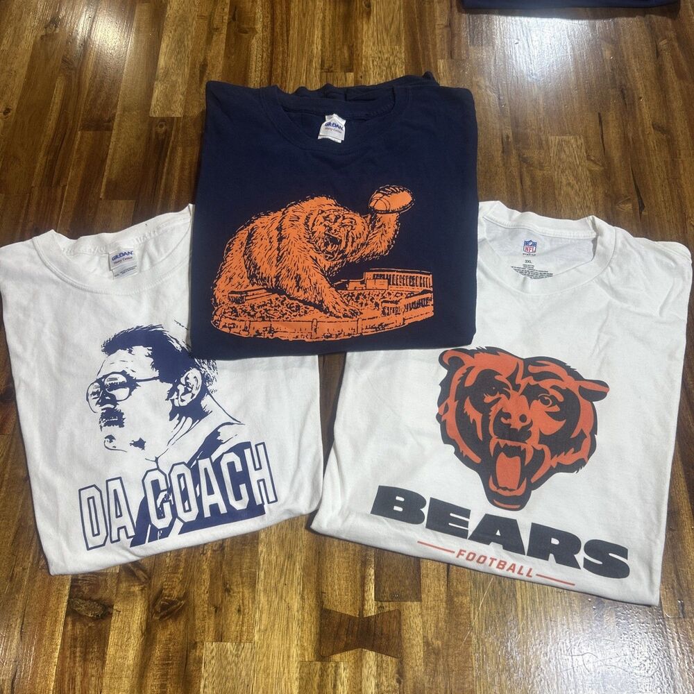 Chicago Bears T-shirt Lot of 3 Men's Size 3XL NFL Mike Ditka Blue White Da Bears